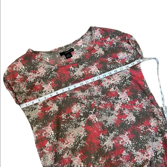 CALVIN KLEIN JEANS Cotton Coral&Tan Printed Shirt Sleeve Bubble Casual Top S - Picture 5 of 8